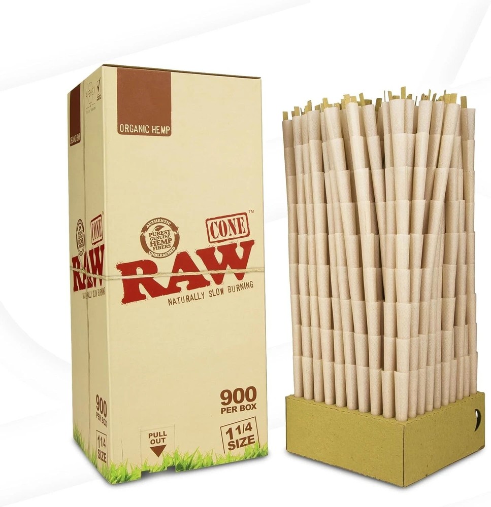 RAW Cones Organic 1 1/4 - 900 Count Box - Bulk Box