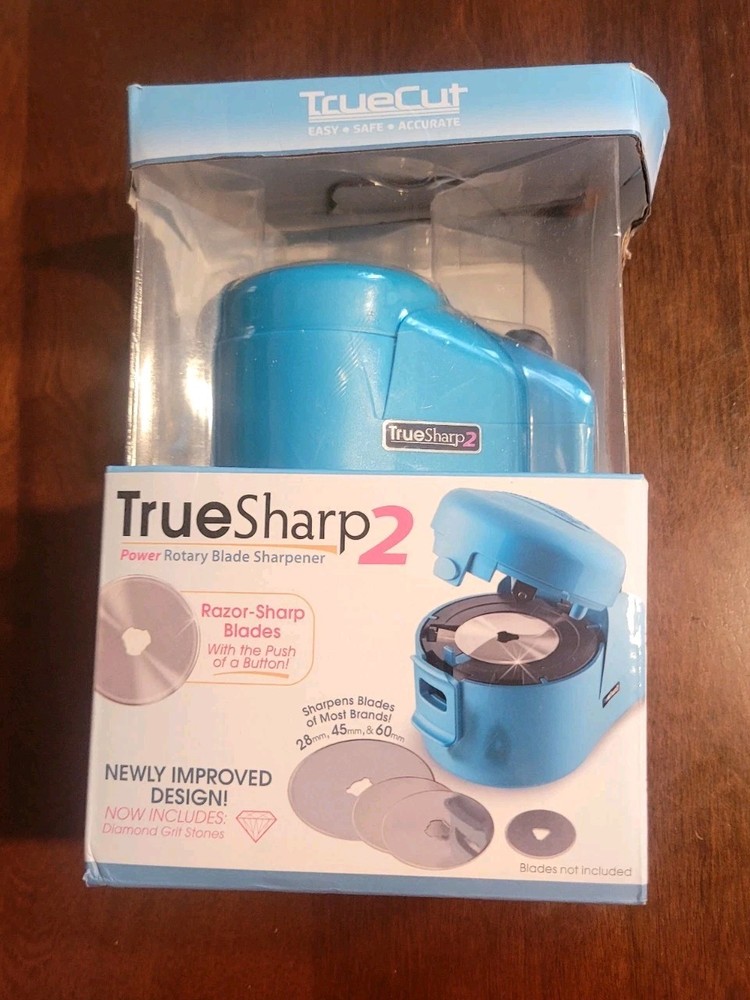 TRUE SHARP 2 High Quality Power Rotary Blade Sharpener Blue New/Open Box