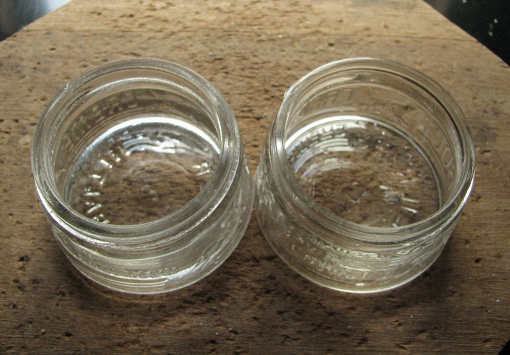 (2) 1940s-1950s est., BOOT CREME by CAVALIER Jars, Baltimore, MD