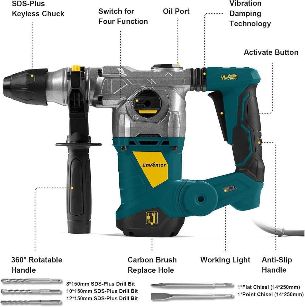 Martillo Rotativo SDS-Plus 13A 1-1/4'' 4 Funciones