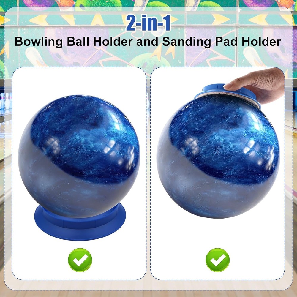 Universal Sanding Pad Holder for Bowling Balls, Precision Surface Mainten (Blue)