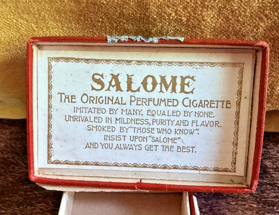 Antique 1920's Salome Perfumed Cigarettes Cigarette Box Cork Tip