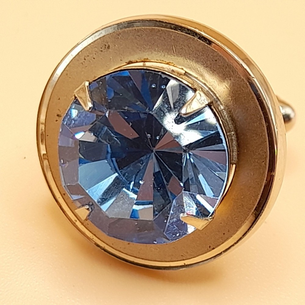 Vintage Light Blue Rhinestone Cuff Links