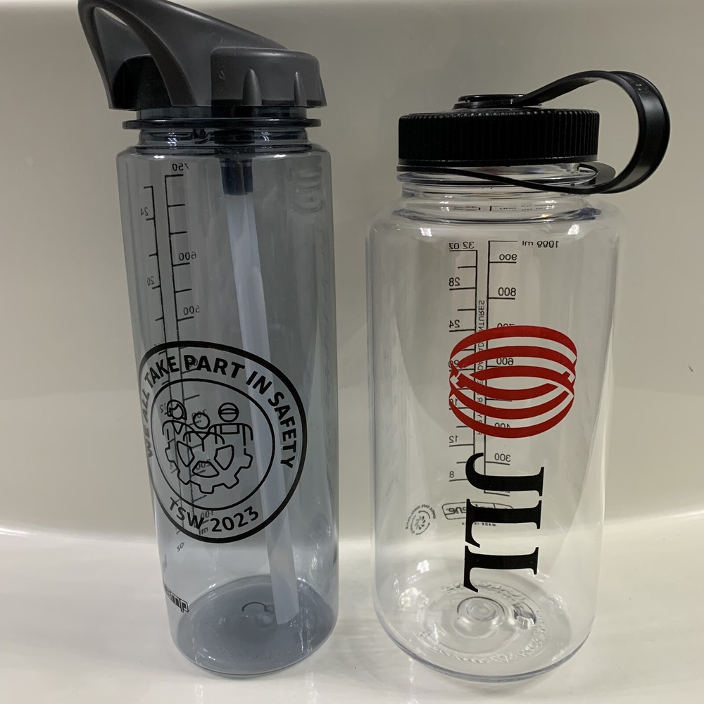 Two Plastic Water Bottles | New| One w Straw