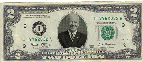 Joe Biden $2 Dollar bill Mint real