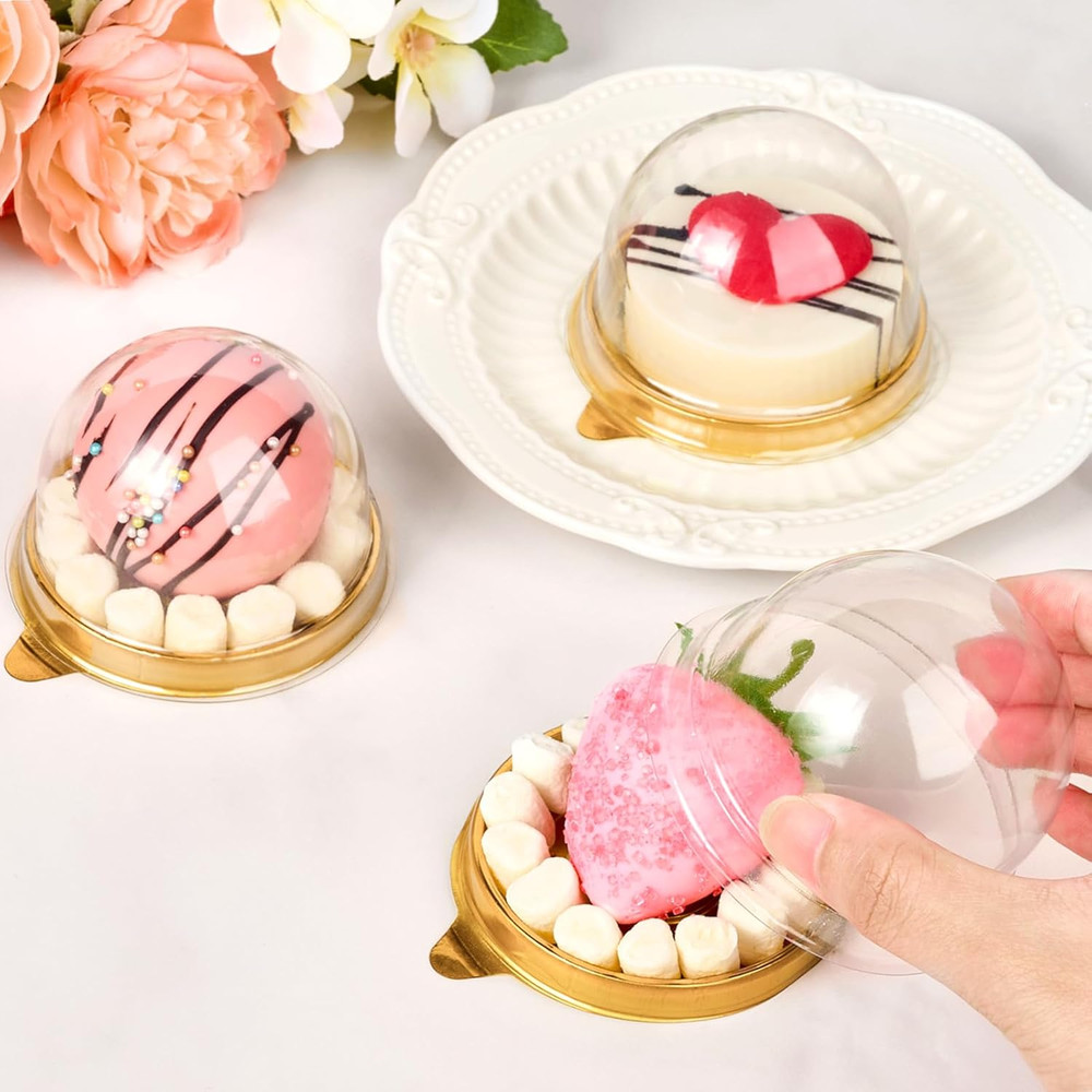 100Pcs Mini Cake Containers with Clear Dome Lids for Mini Desserts Cupcake, Chee