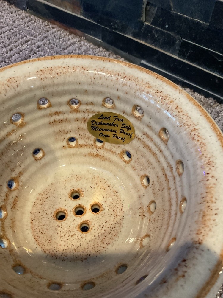 Vintage Ceramic Strainer Signed