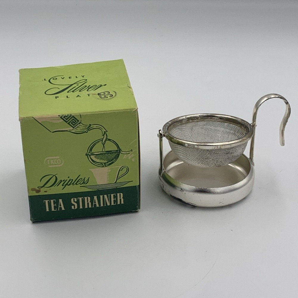Vintage Ekco 294 Silver Plate Tipable Tea Bag Strainer/holder/rest W/ Handle
