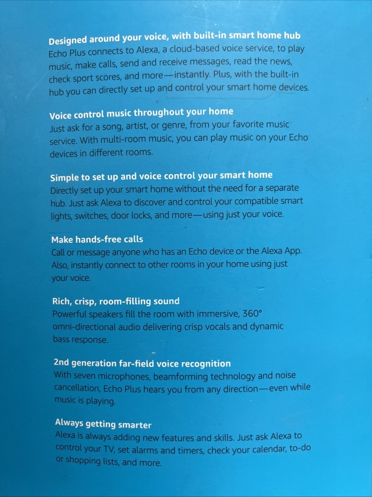 Amazon Echo Plus (1st Generation) Smart Assistant - White New With Open Box