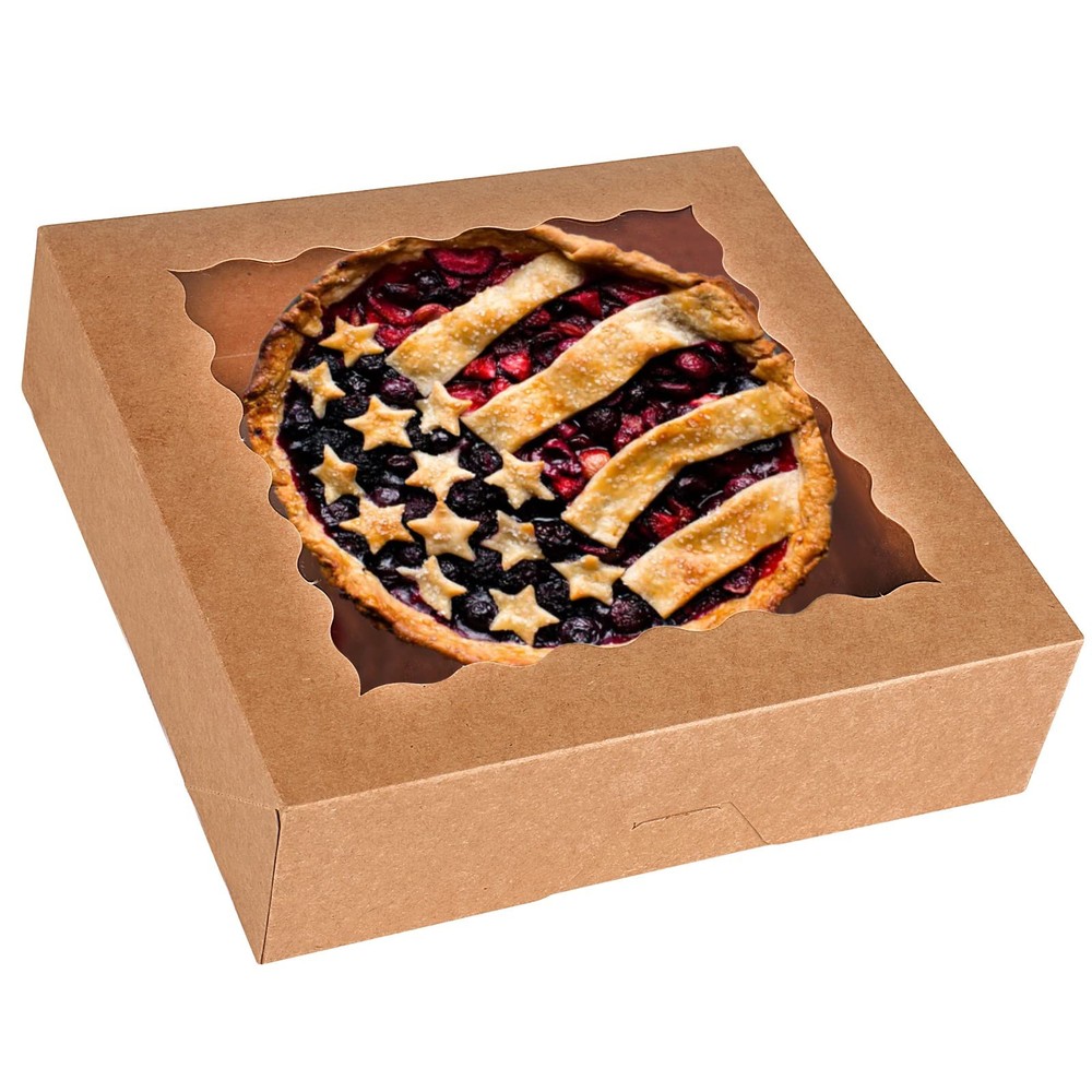 30-Pack Pie Boxes 10" x 10" x 2.5", Bakery Boxes with Window, Auto-Popup Cook...