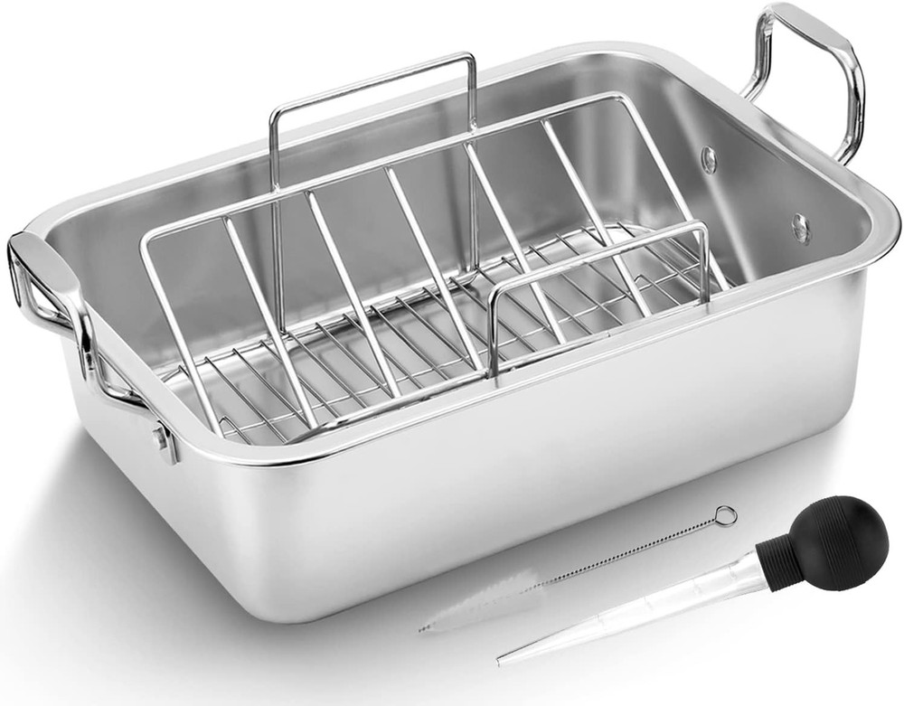 Stainless Steel Roasting Pan - 15" with Rack