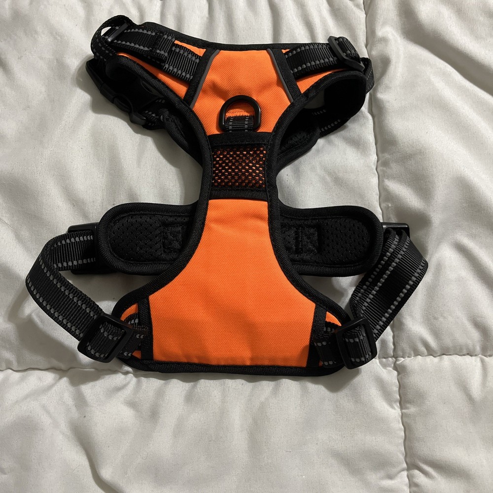 PHOEPET No Pull Dog Harness, Size M Color Neon Orange Adjustable Reflective New