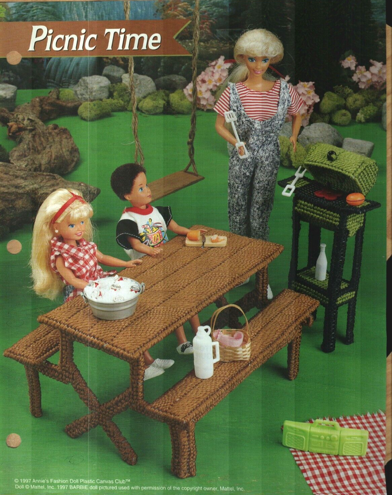 NEW PICNIC TIME GRILL & TABLE ANNIE'S PLASTIC CANVAS PATTERN INSTRUCTIONS