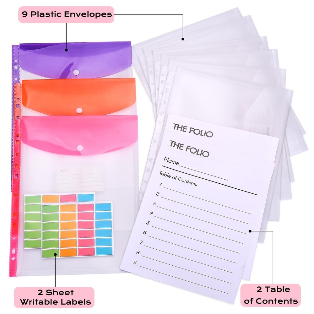 Aesthetic Document Organizer Linen Folio Folders 3Ring Accordion Storage