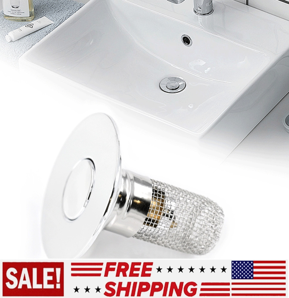 2 in 1 Bathroom Sink Plug Stopper Wash Basin Core Bounce Pop Up Drain Filter US