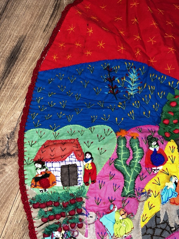 Christmas Tree Skirt - Handmade Peruvian embroidered Large 42”