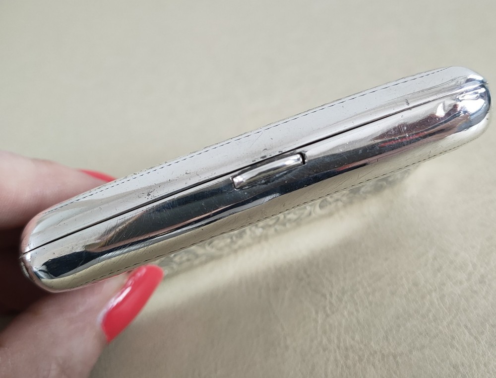 Edwardian Solid Silver Cigarette Case Monogram & Chased B'ham 1906 William Neale