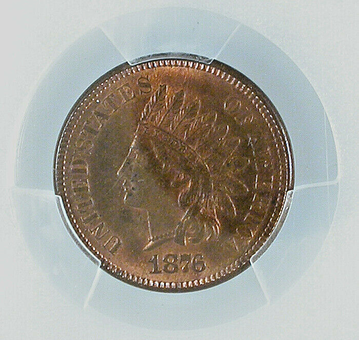 1876 Indian Cent MS-64 RB PCGS/CAC Certified