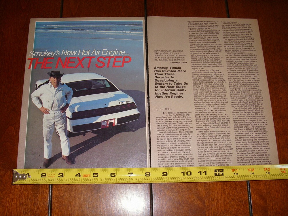 SMOKEY YUNICK HOT AIR ENGINE ORIGINAL 1984 ARTICLE