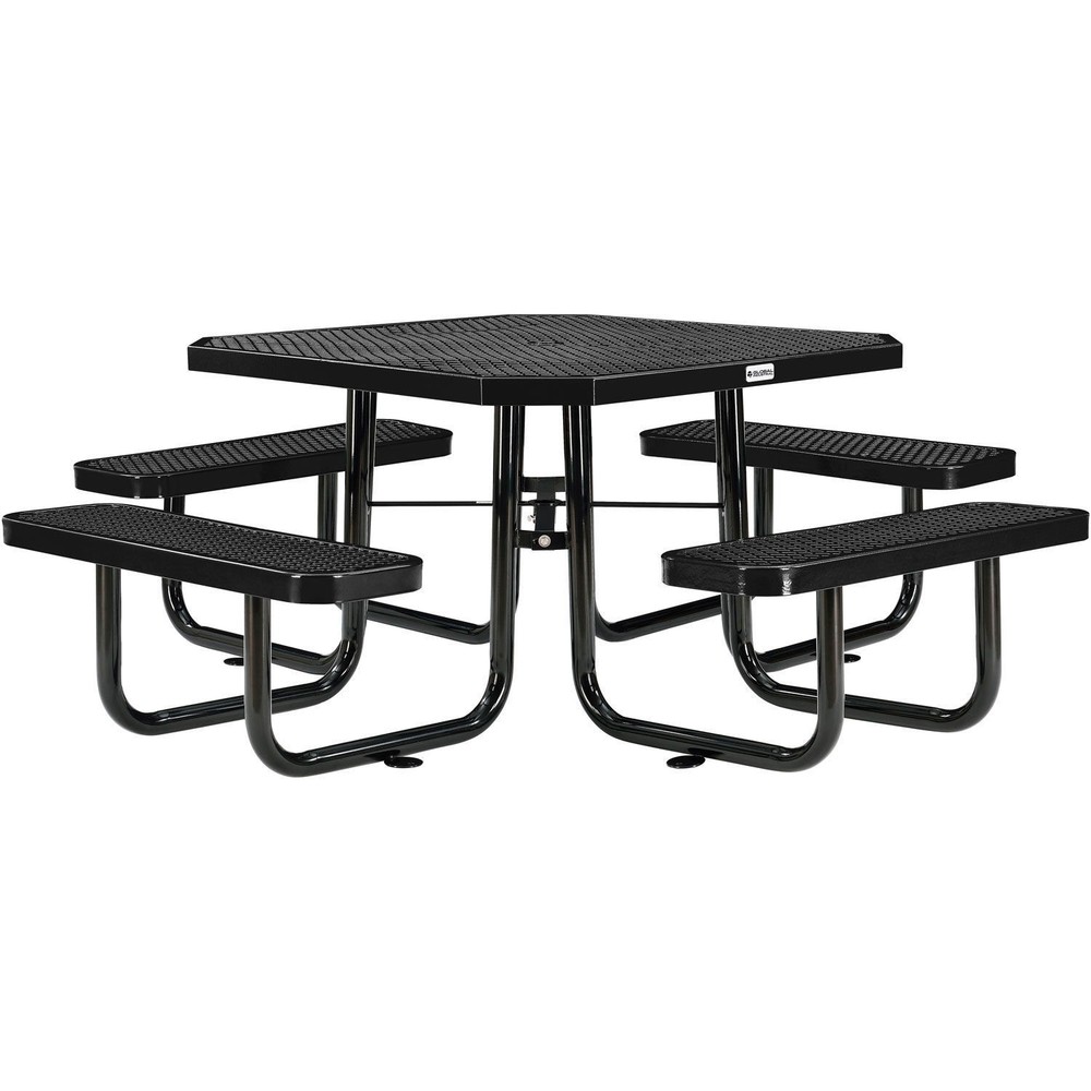 Global Industrial 46" Octagonal Picnic Table Expanded Metal Black