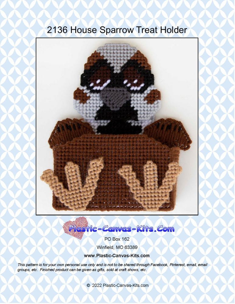 House Sparrow Bird Treat Holder- Plastic Canvas Pattern or Kit