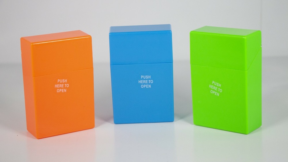 12 Hot Neon Color Push Open Plastic Cigarette Case Pack Holder 100mm