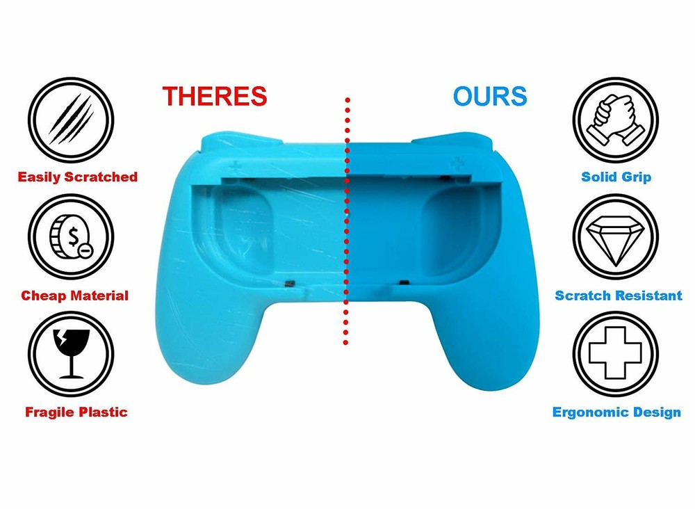 2 Pack Beastron Joy-Con Controller Handle Grip Kit For Nintendo Switch