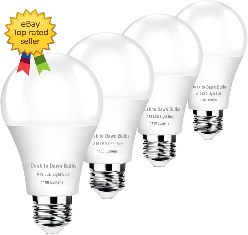 4-Pack Dusk to Dawn Light Bulbs Outdoor 75 Watt Equivalent Automatic On Off Sens