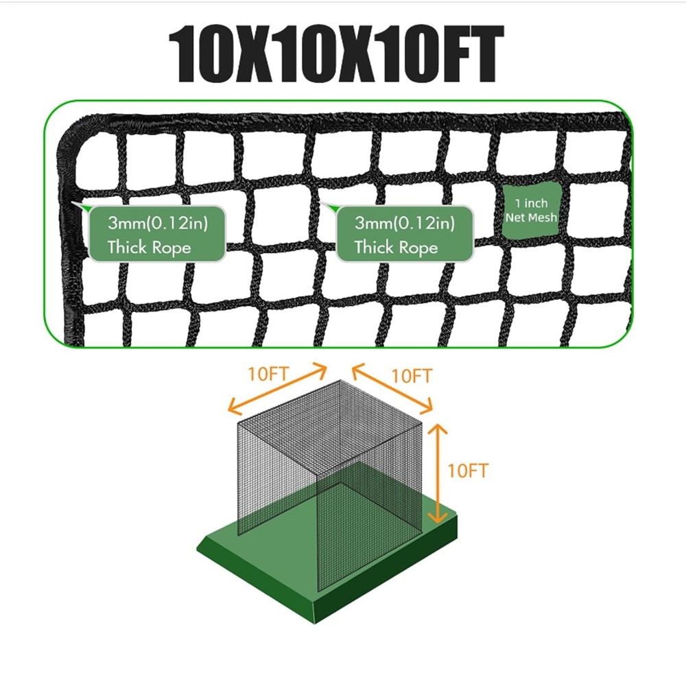 10x10ft Portable Golf Practice Net Hitting Training Net w/Carry Bag for Backyard