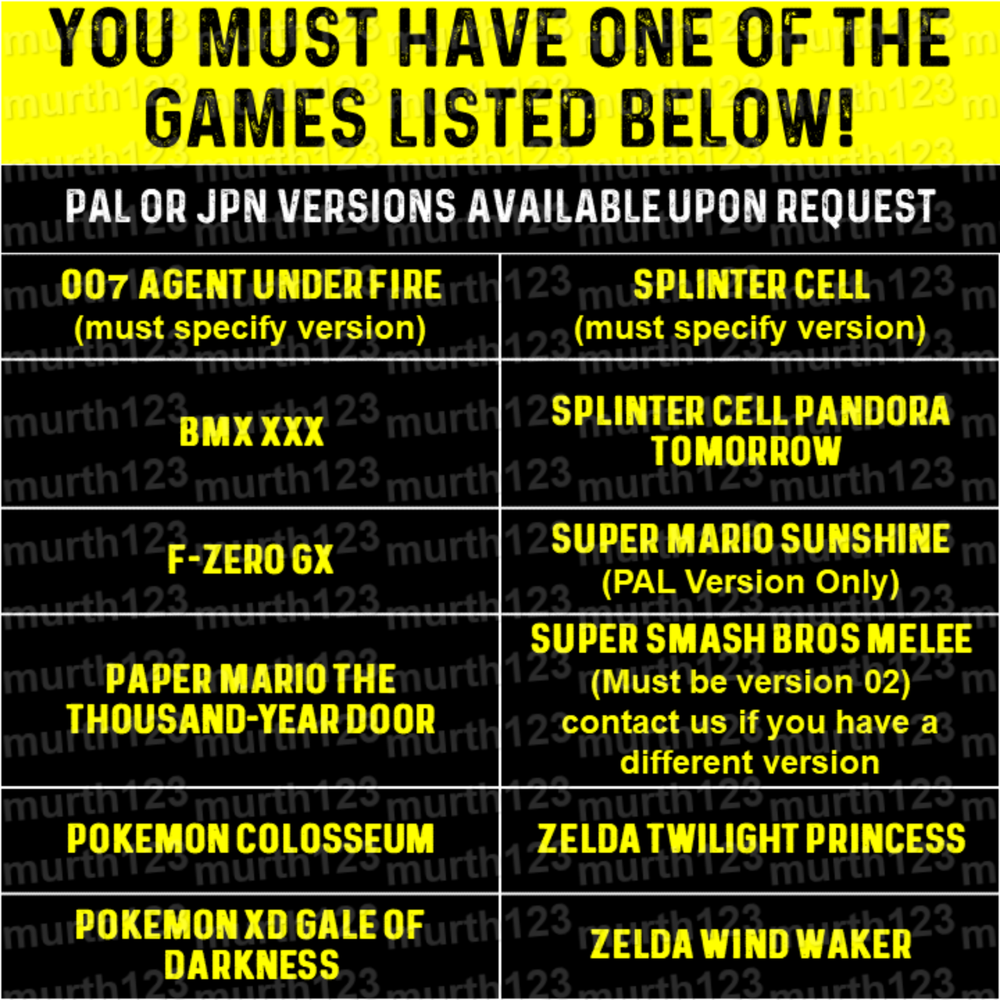 GameBoy Player GameCube Memory Card Bootable Disc Replacement