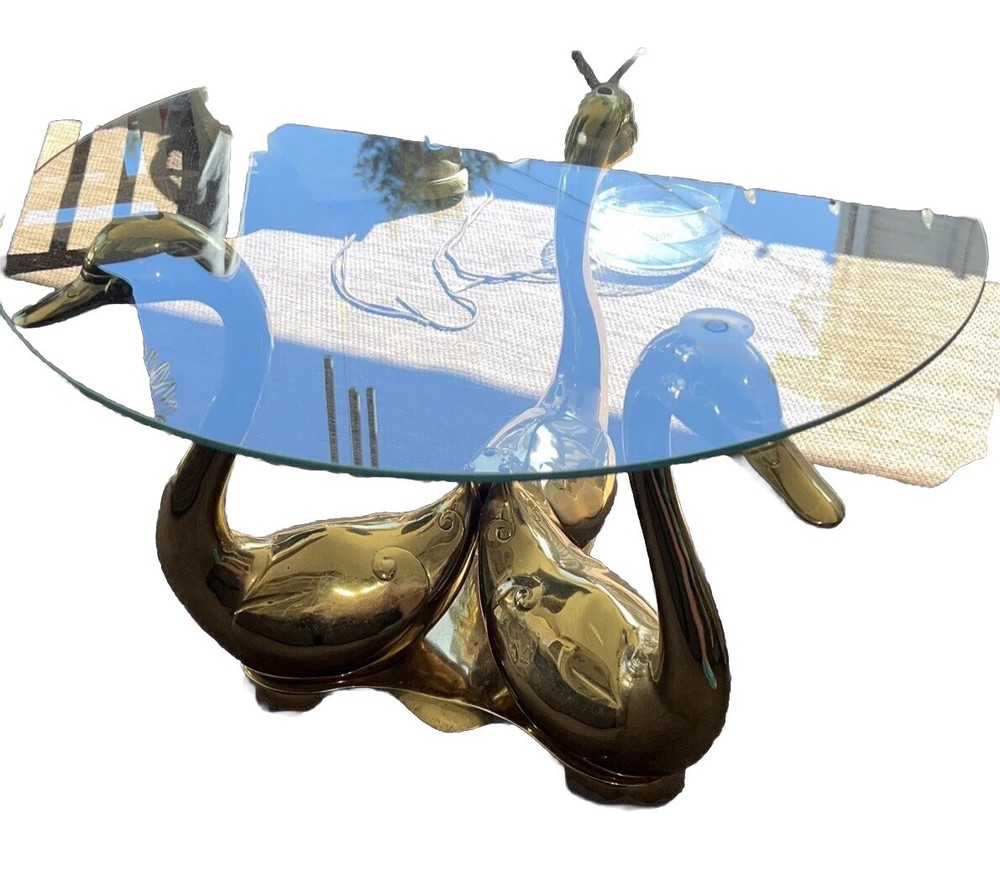 Brass Vintage Swan/ Goose/duck Coffee Table/ Side Table