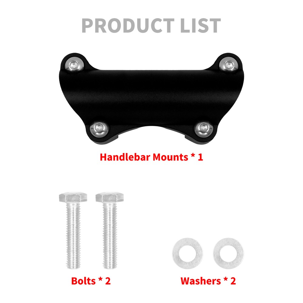 Black 1.25" Handlebar Riser Tip Clamp Kit 2" Large Fit For Harley