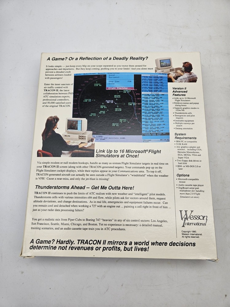 Tracon II Multi Player Air Traffic Control Simulator Big Box Game IBM