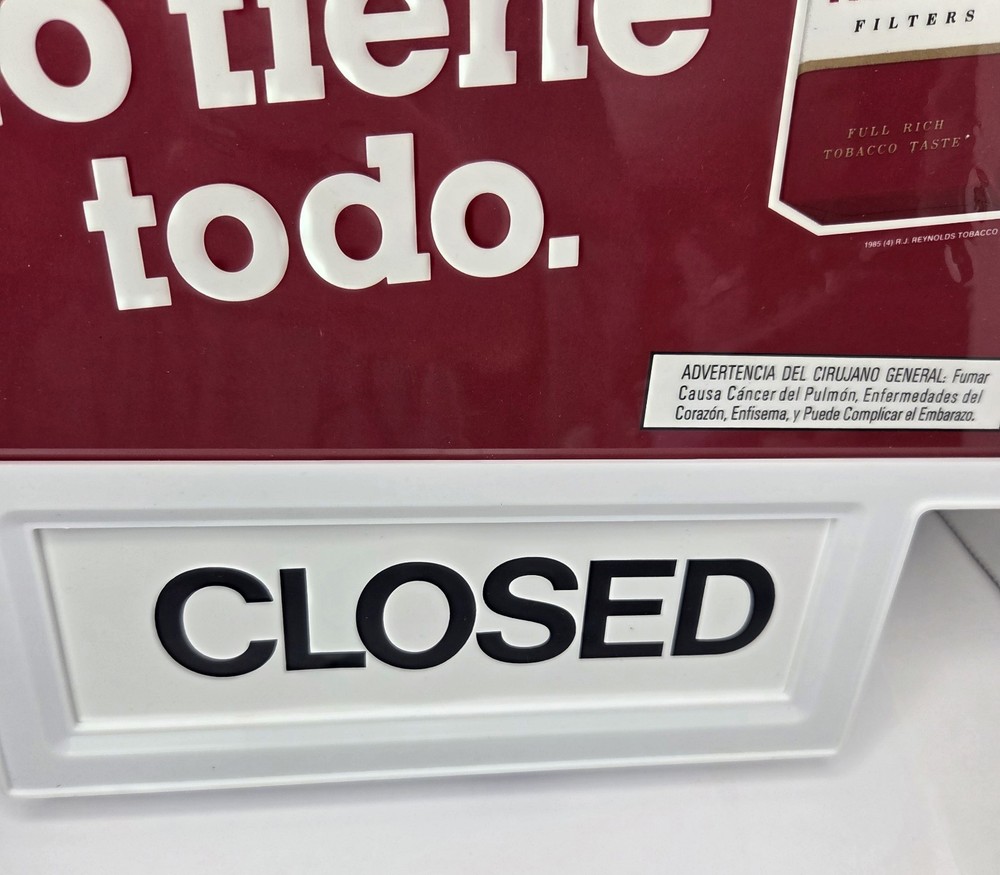2 WINSTON Cigarettes Store Display Signs With Open/Closed Component Plastic