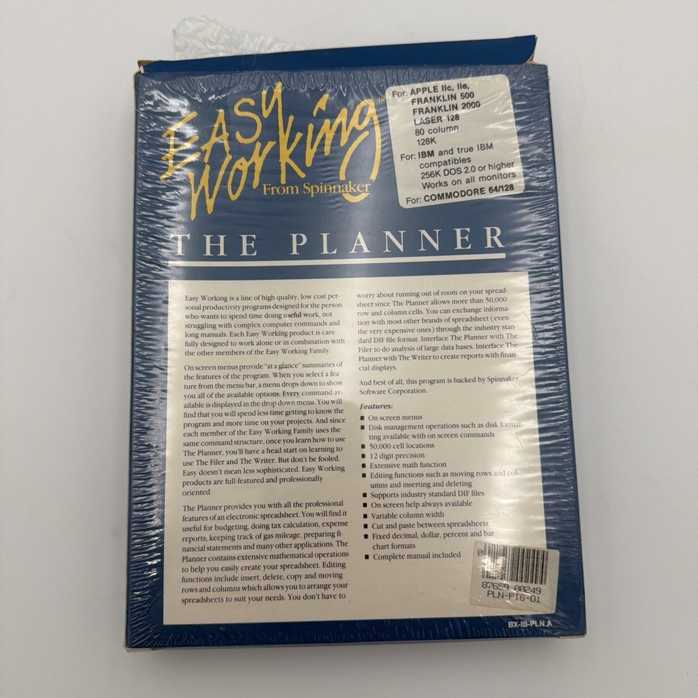 Easy Working The Planner Spinnaker IBM PC & Apple Complete Tested Working