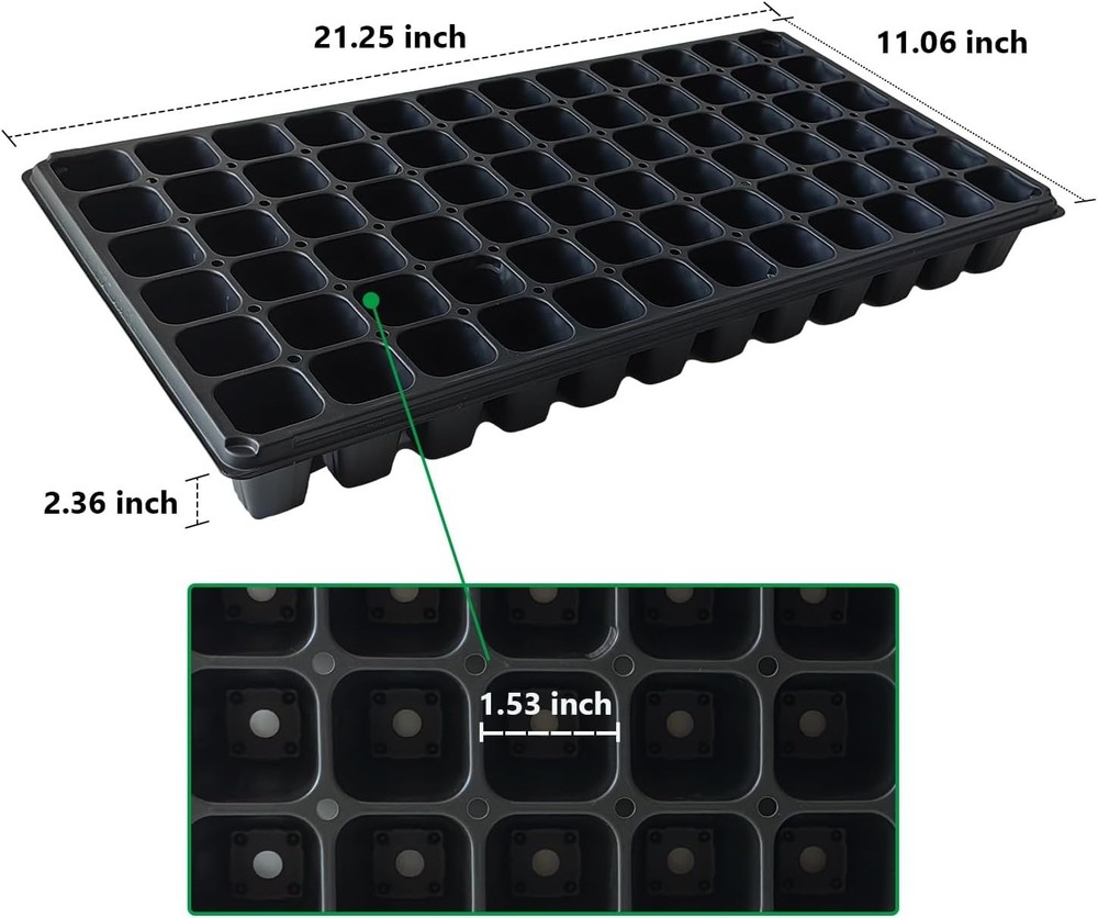 Deep 72 Cell Seedling Trays, Thick Durable 72 Cell Plug Tray Big Cell Seed Tr...