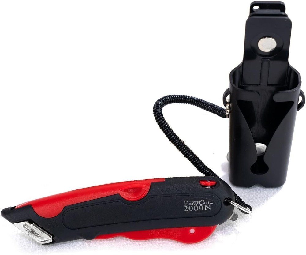 Easy Box Cutter 2000 Red with 10 Replacement Blades, Secure and Precise Cutting