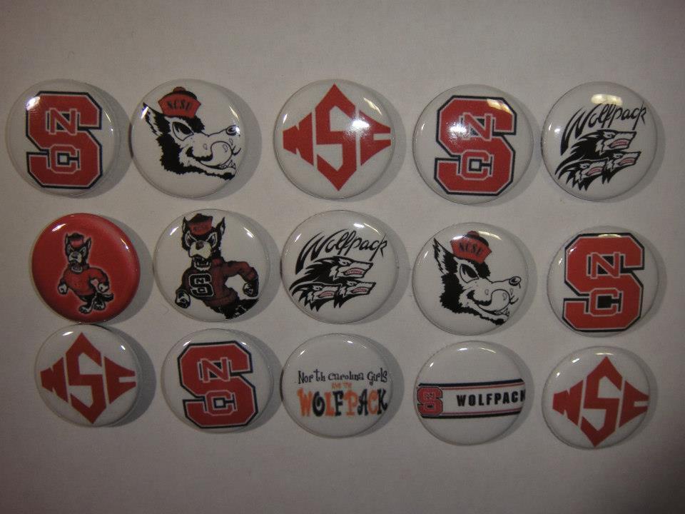 NCS Wolfpack flat back button or pin badge cabochon embellishment centers magnet