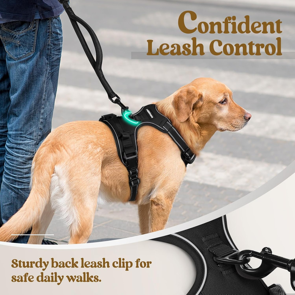 Dog Harness No Pull with 2 Leash Clips, Adjustable Soft Padded, Reflective Oxfor