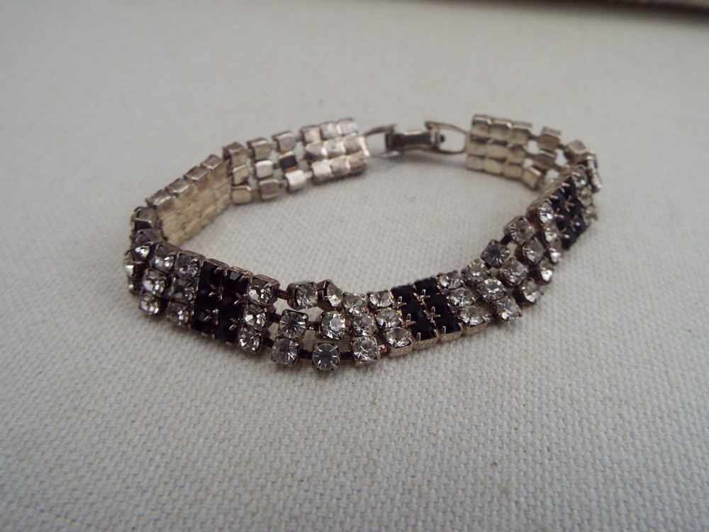 Clear & Black Rhinestone Bracelet