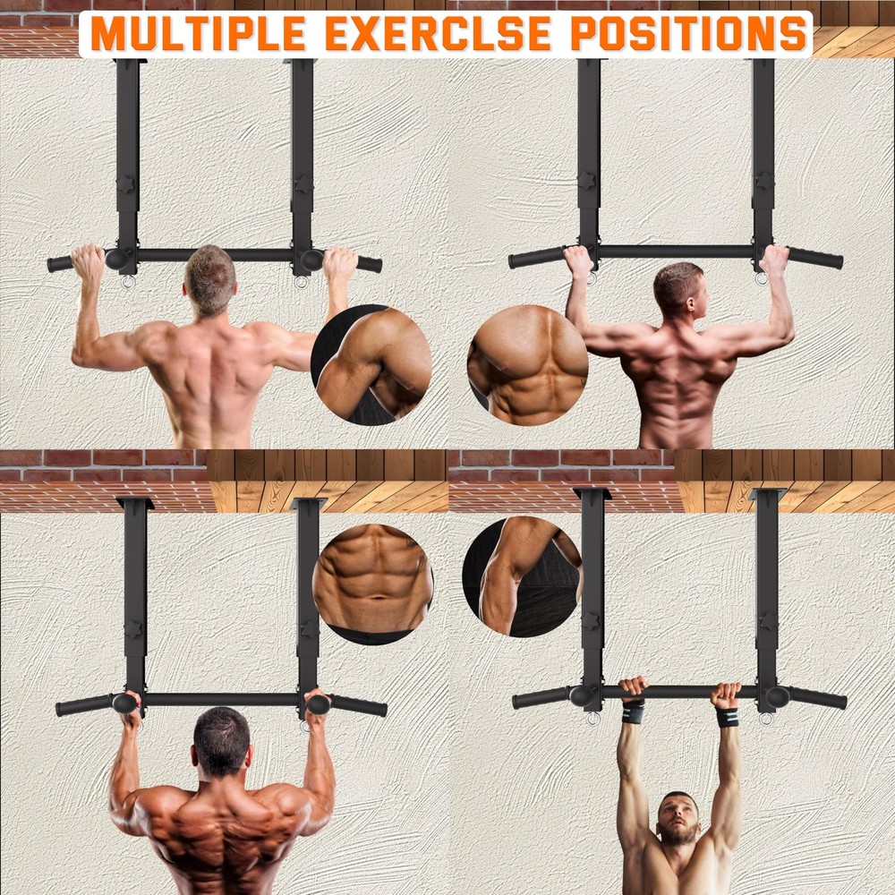 Ceiling Mount Pull Up Bar for Garage/Basement/Rafter - Heavy Duty 800LBS Adju...