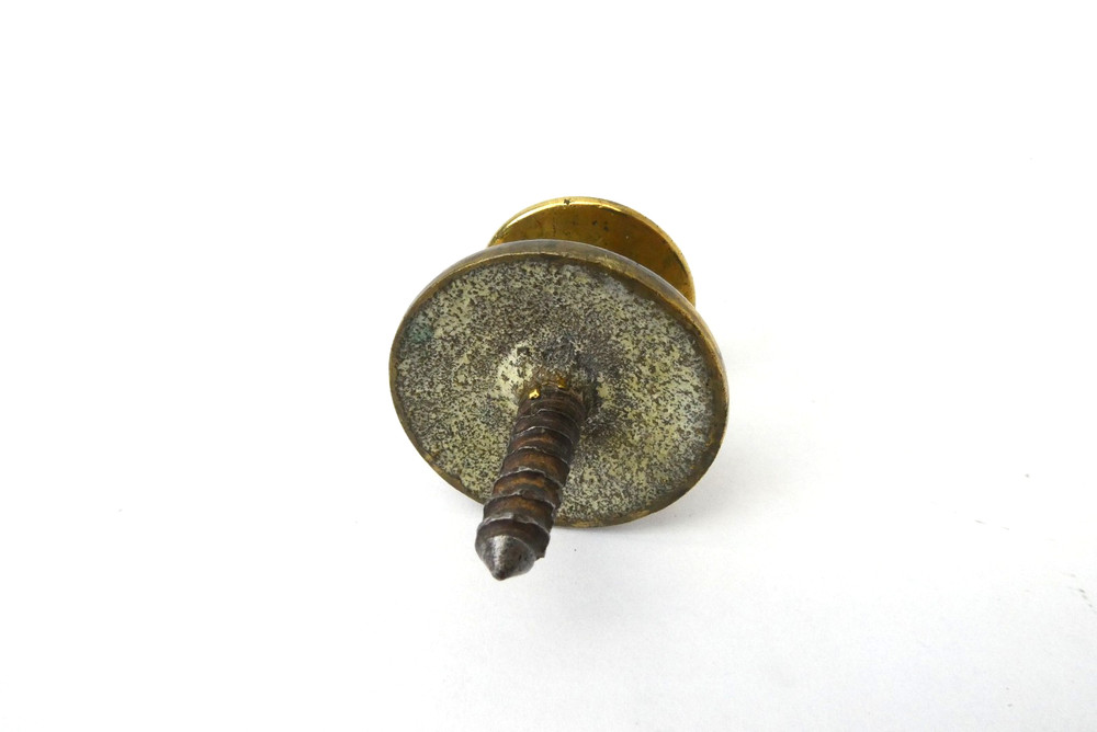Antique Brass Cabinet Knob Pull Round Back Plate Single Screw Drawer Pull 1.75”