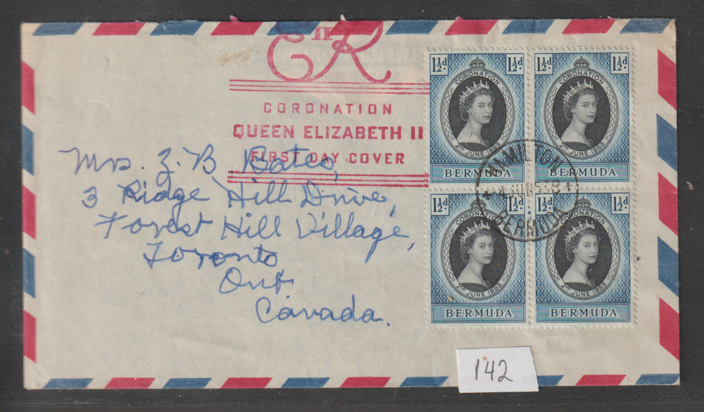 Bermuda FDC 1953 Scott 142 block