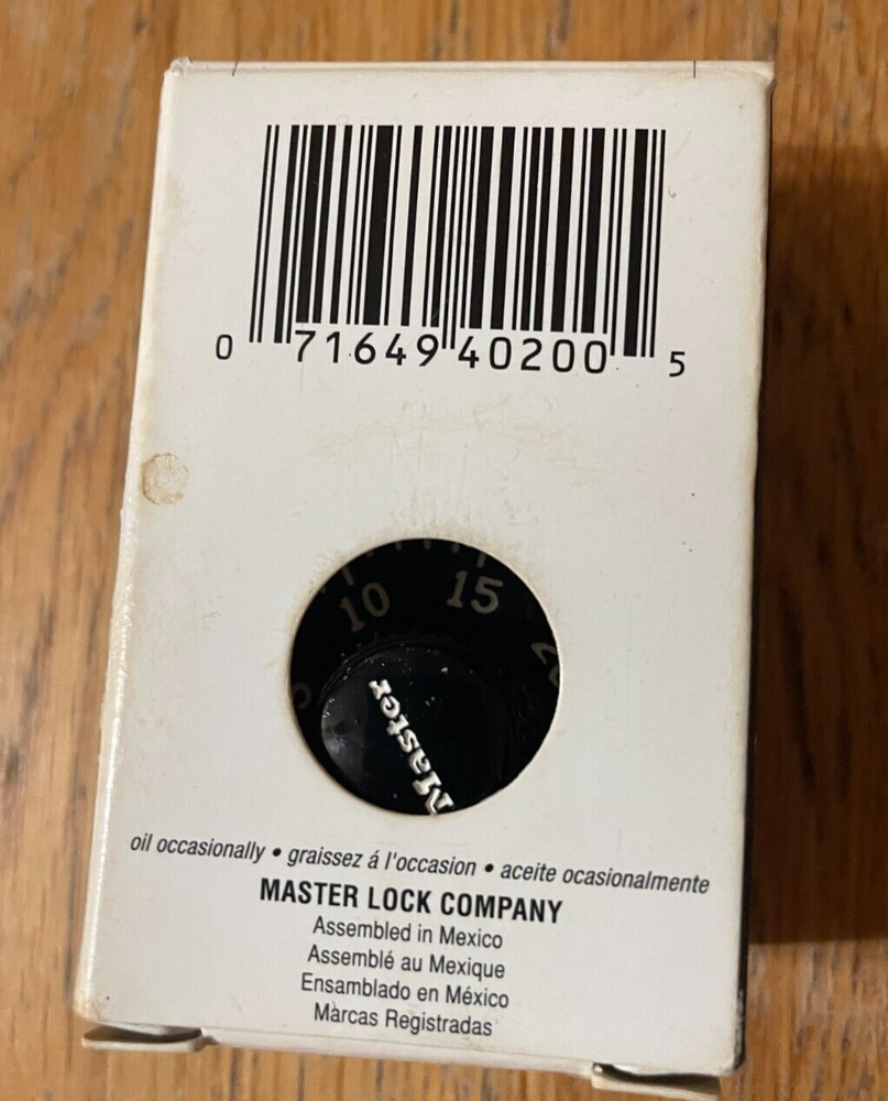 Master Lock Combination Padlock Without Key 1-7/8in 1525STK in box