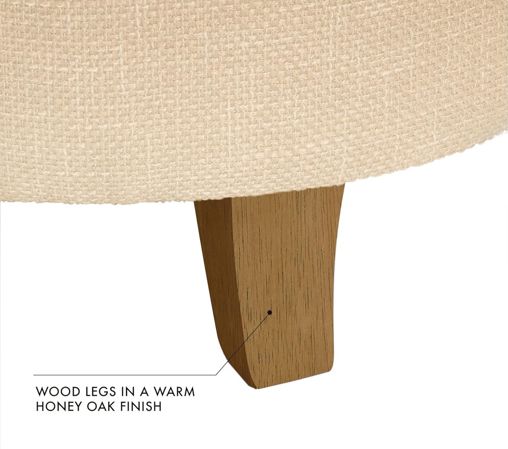 by Kinfine Fabric Upholstered round Storage Ottoman - Button Tufted Ottoman with