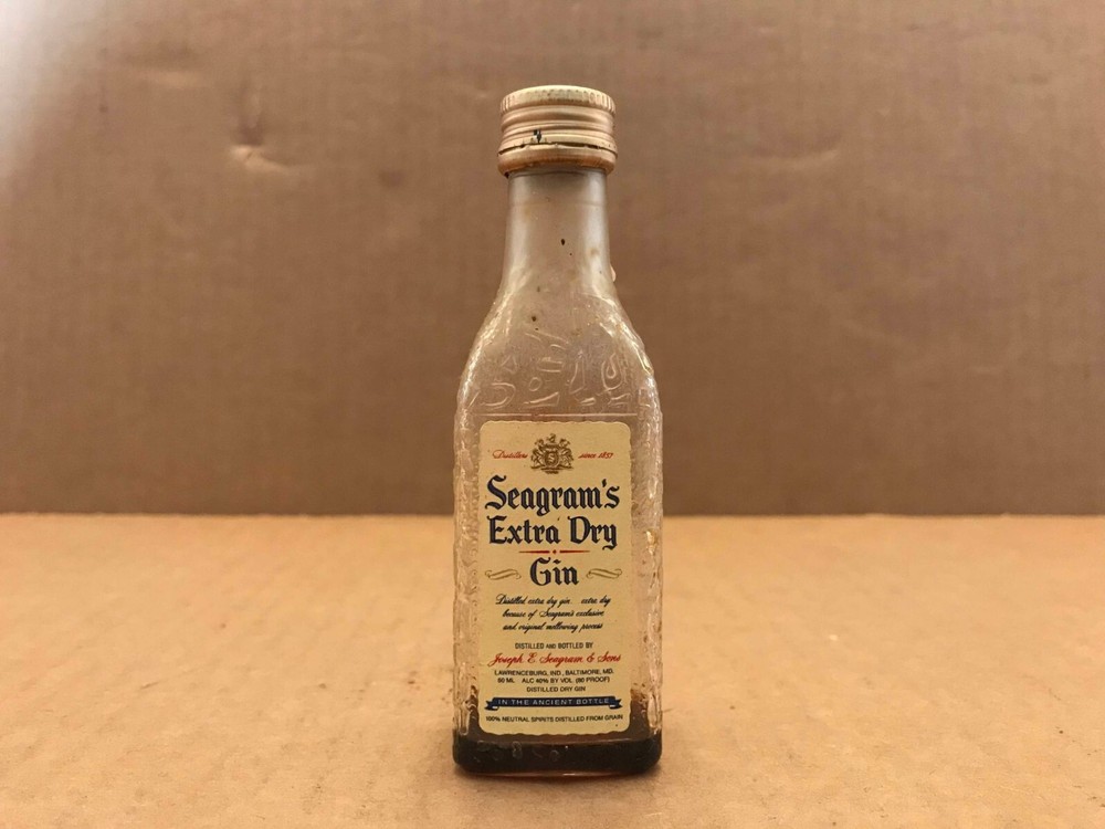 Vintage Seagram's Extra Dry Gin Empty Mini Bottle