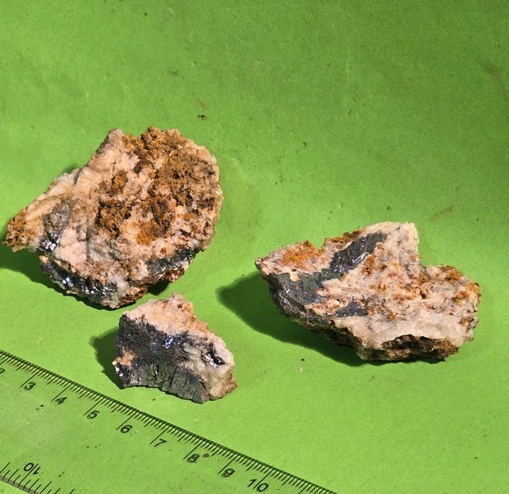 galena on host Rock/quartz 3 pcs 150g