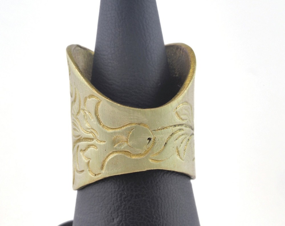 Flower Adjustable Ring Raw brass (18mm 8US inner size - Adjustable ) OZ2755
