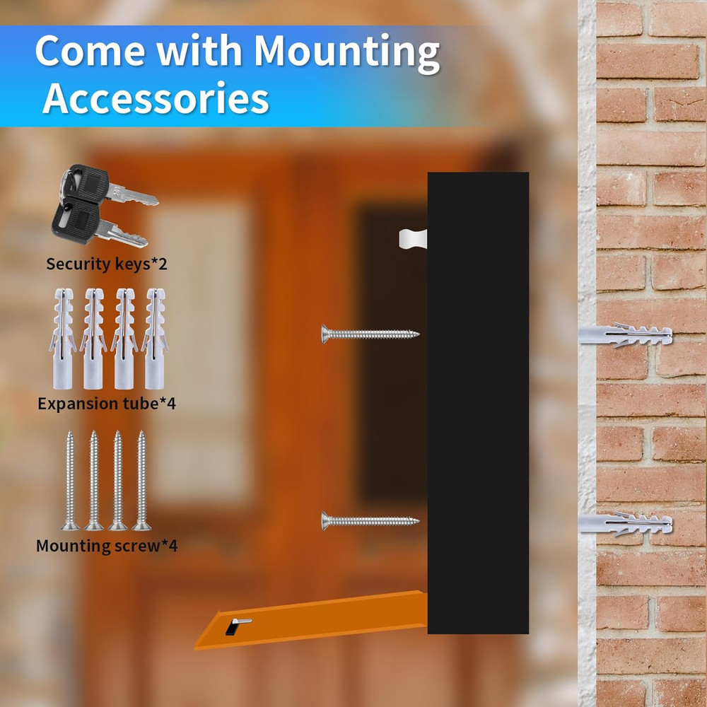 Vintage Wall-Mount Mailbox with Lock - Secure, Large Capacity Design