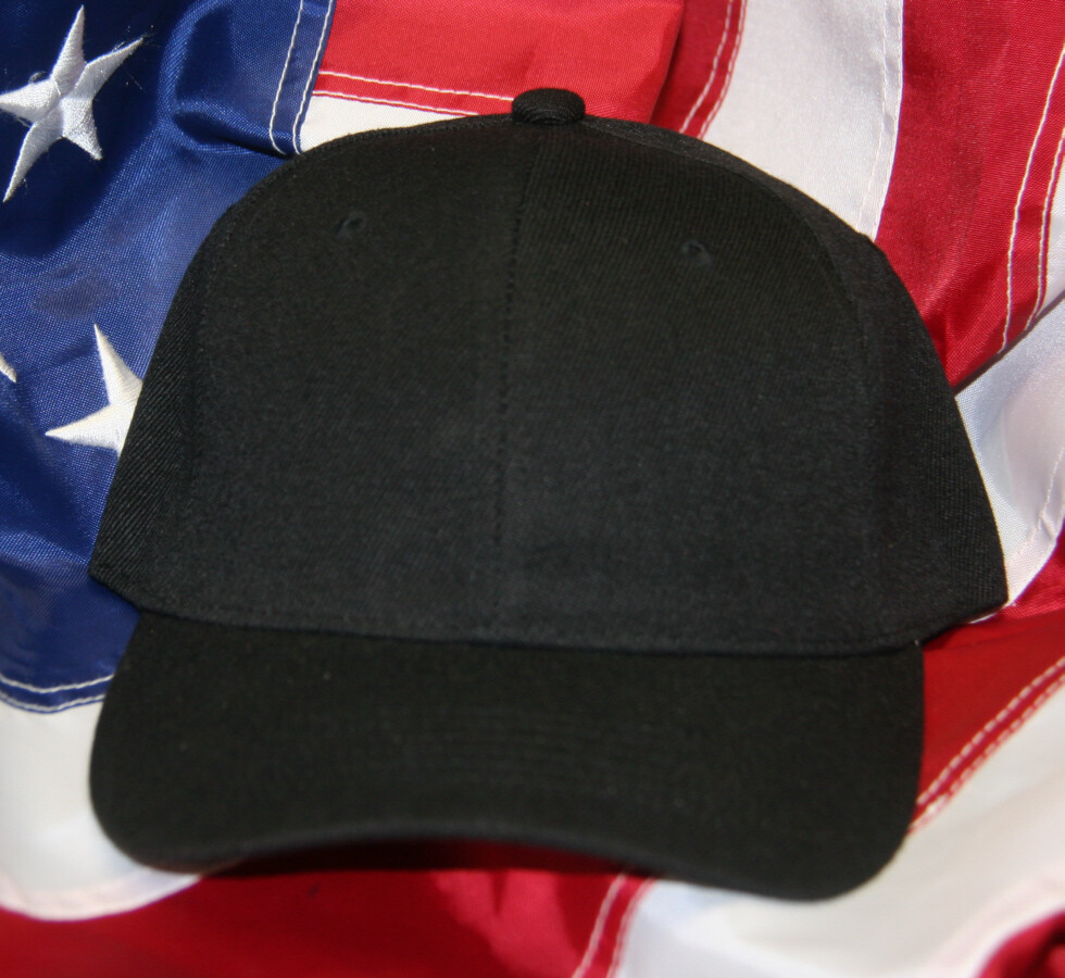 VIP BLANK HAT BLACK COLOR ADJUSTABLE POLYESTER ONE SIZE FITS ALL MADE IN US